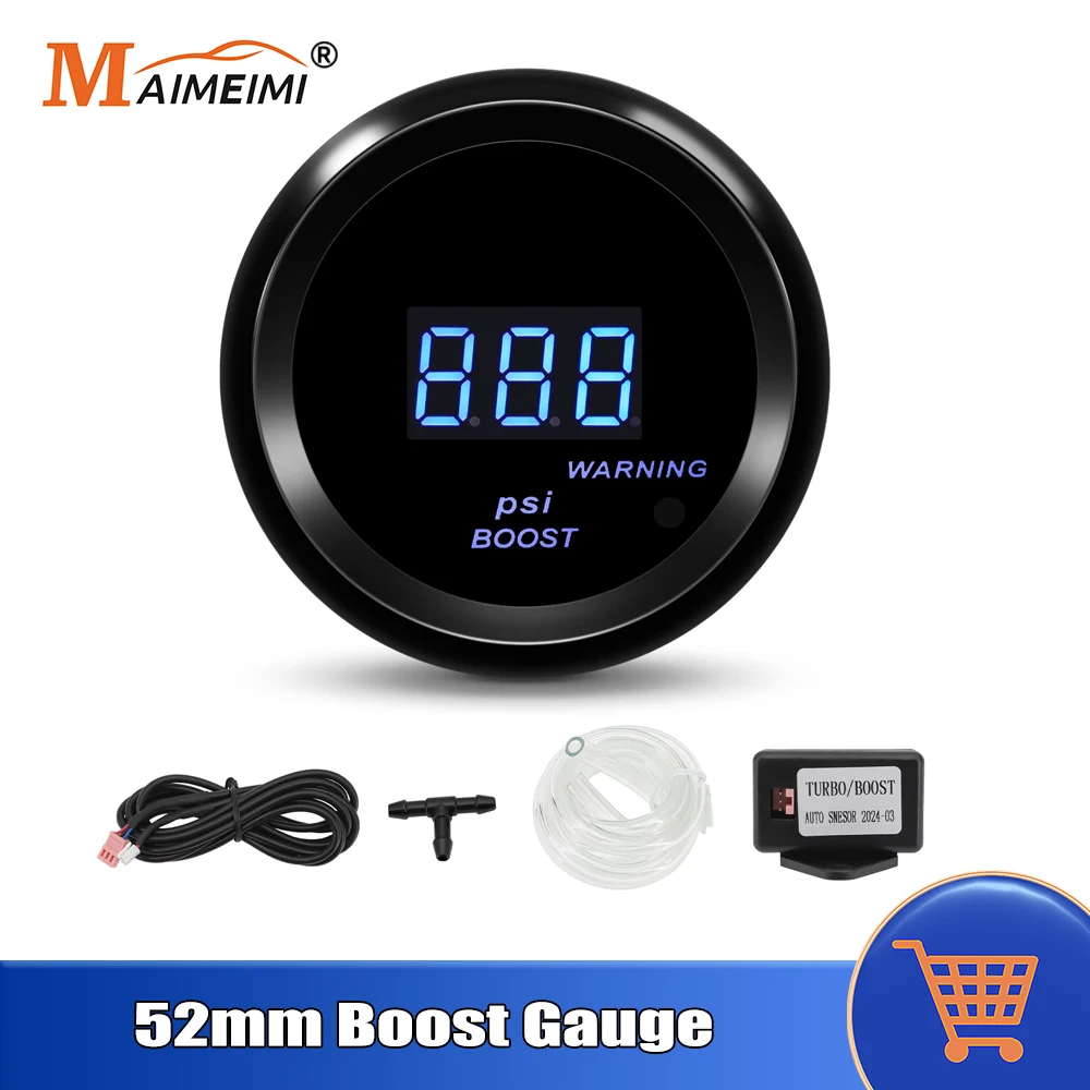 

2 "52 мм цифровой автомобильный датчик Boost-14,5 ~ 43,5 PSI с предупредительным светом, дымчатая линза, автоматический счетчик для автомобиля, грузовика, внедорожника 12 В