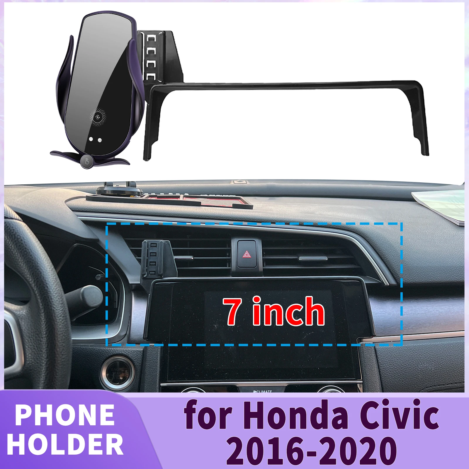 

fit for Honda Civic 2016 2017 2018 2019-2020 Hatchback TYPE R Screen Base Phone Holder Mount ​​ Secure Clip Car​​ accessoires