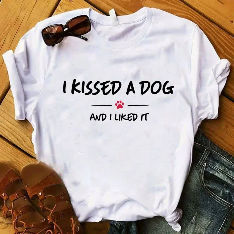 Europe and The United States Summer New Women's Dog PAWS Love Simple Trend Women Lovely Letter T-shirt Graphic T Shirts