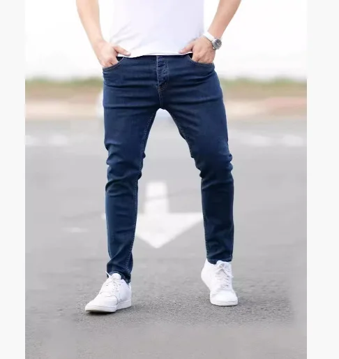 Pantaloni da uomo in denim elastico Piedi piccoli Vita media Denim da uomo 2025 Pantaloni in tinta unita moda Europa e America