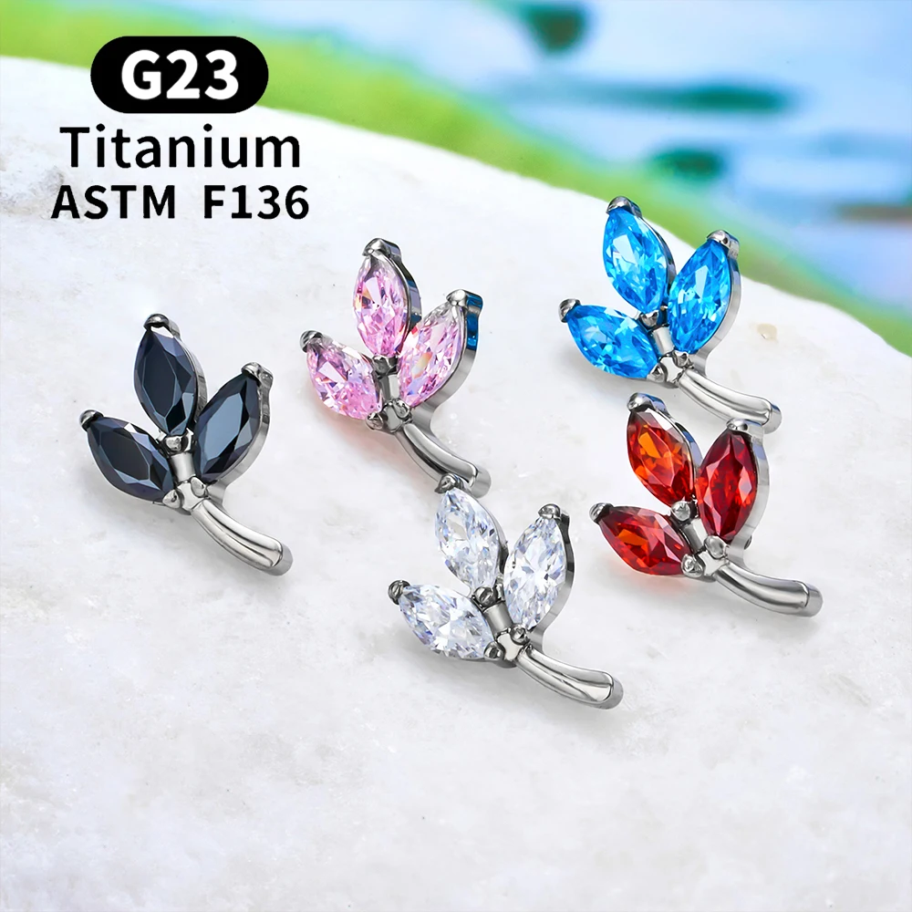 G23 Titanium Stud Earring for Women Bird Pineapple Clouds 16G CZ Ear Tragus Cartilage Helix Conch Daith Lobe Piercing Jewelry