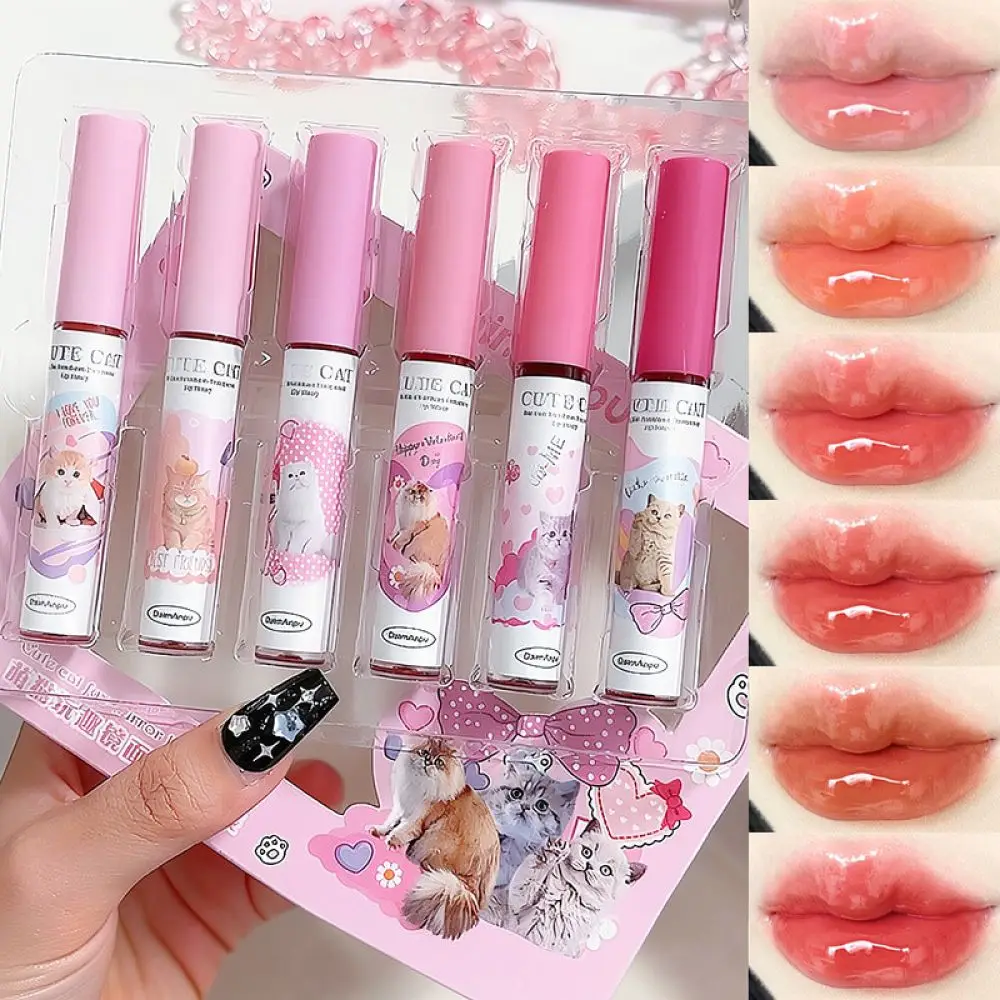 For For DaimAnpu Waterproof Lip Gloss Set Mirror Shiny Moisturizing Lip Mud Long Lasting Non Stick Cup Natural Makeup Kit