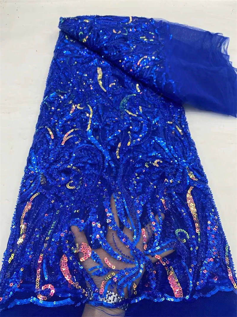 

Африканская Тяжелая кружевная ткань 2024 высокого качества 5 ярдов нигерийские Блестки Ткань для жениха для свадебного платья