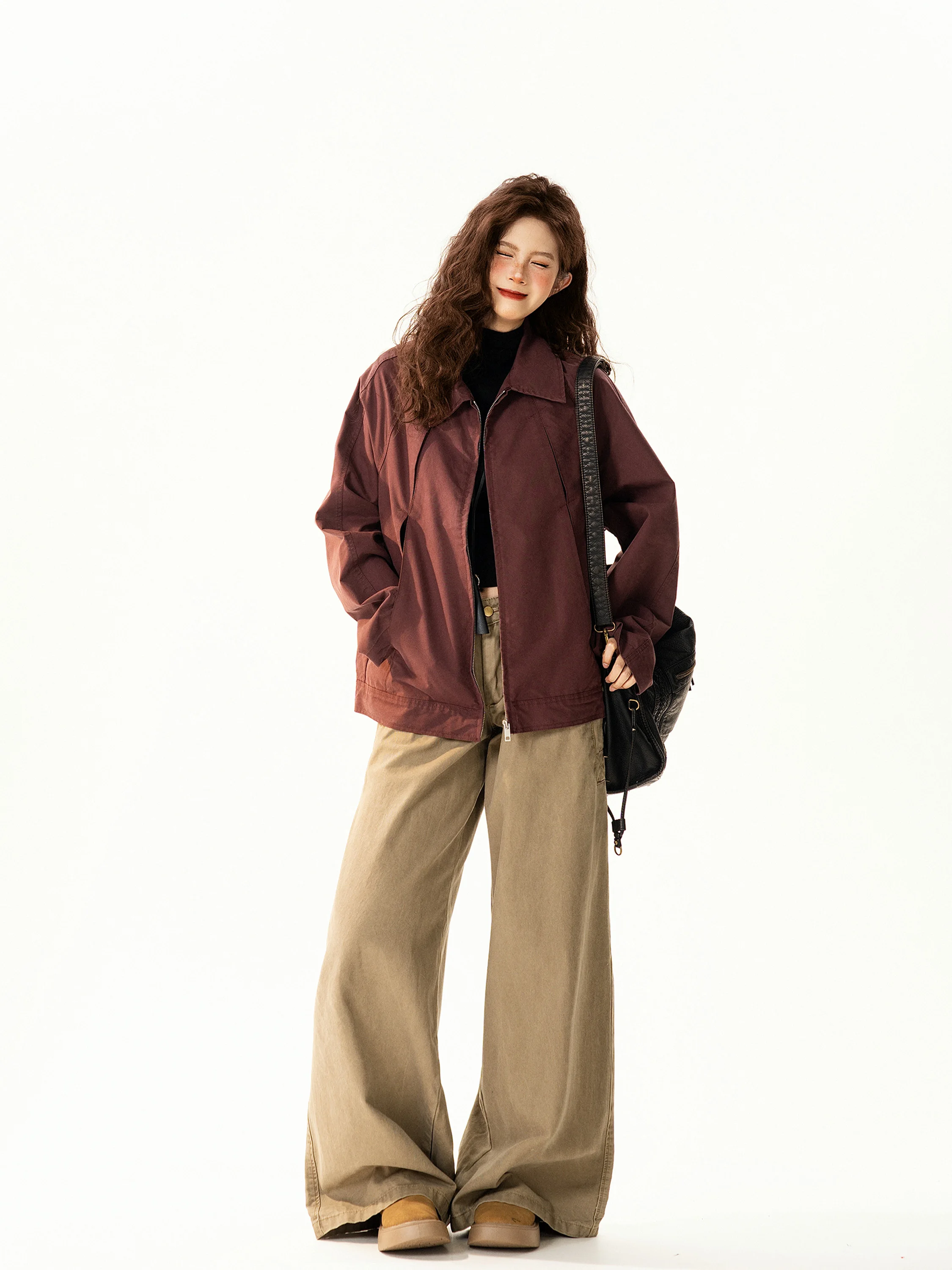 

American Retro Design Loose Casual Collar Workwear Jaet Women's Spring New Sle Versatile Comfortable Street Faion