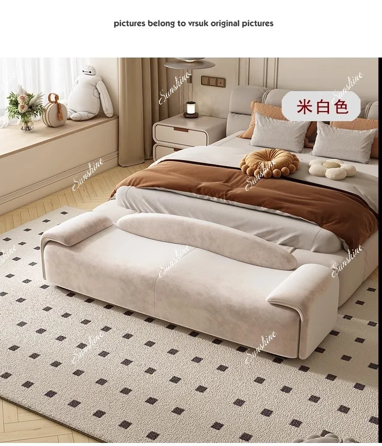 Cream flannel bedside stool Simple modern home bedroom Clothes stool