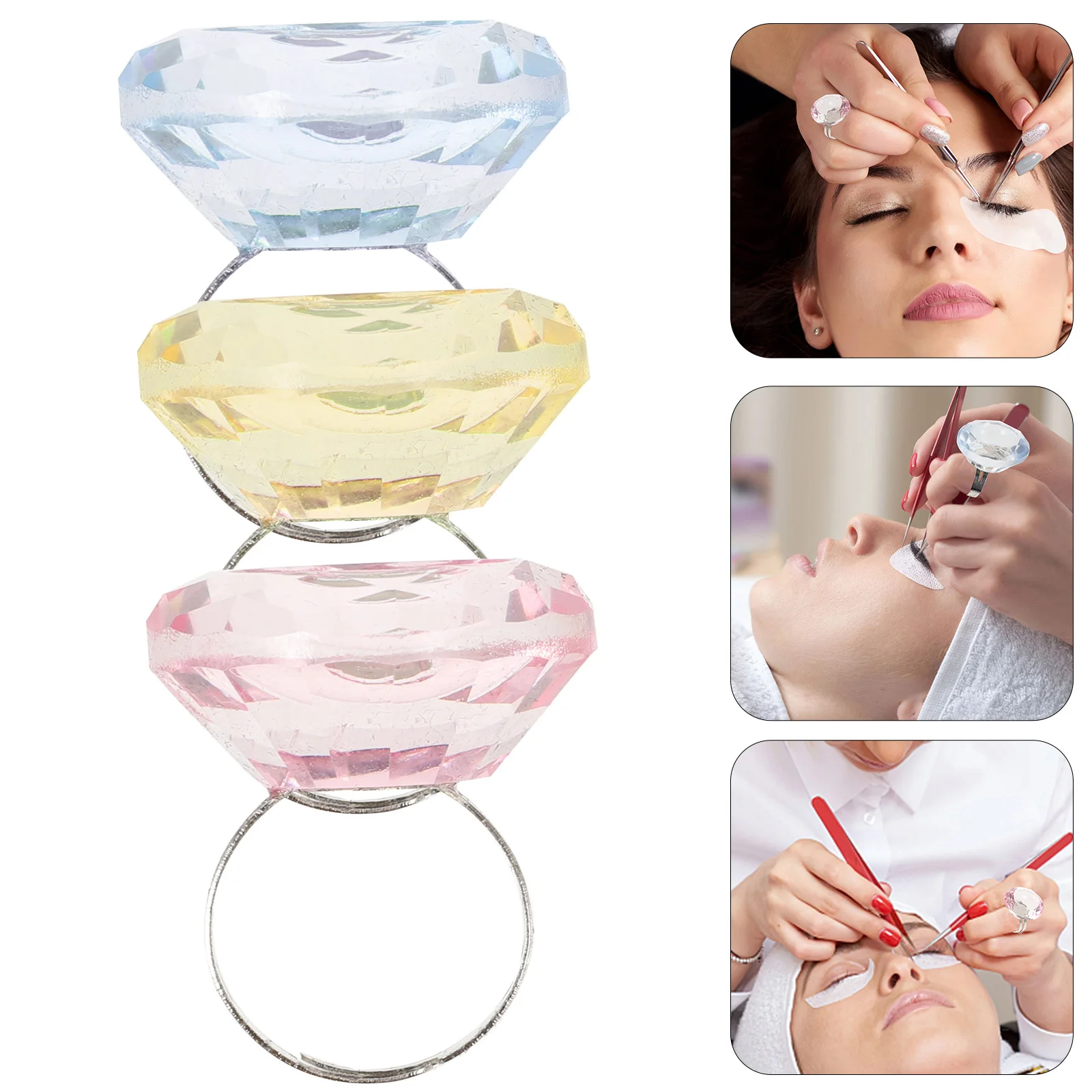 

3Pcs Eyelash Extension Glue Cup Ring Shape Reusable Storage Holder for Salon Lash Spa Makeup Supplies False Lash Glue Cup