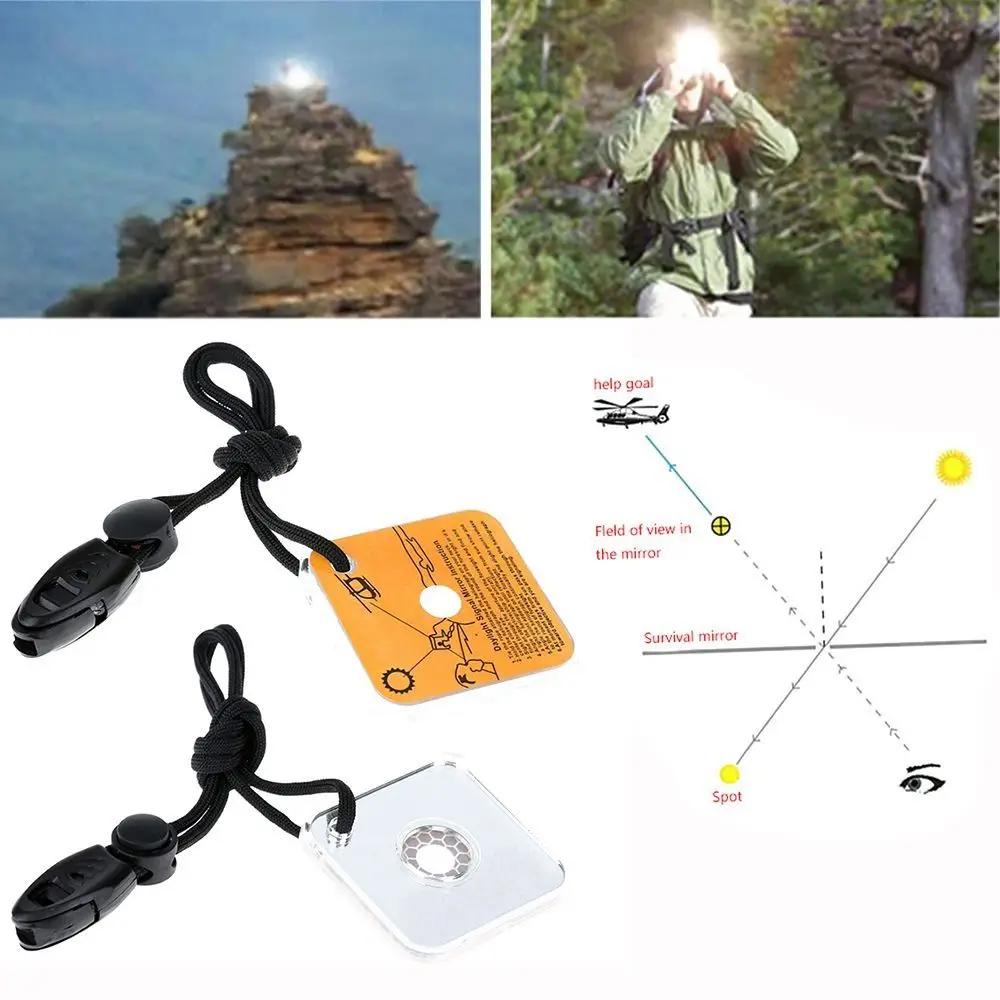 Acrylic Outdoor Signal Mirror Adventure Gear Accessories Field Tools Multifunctional Signal Mirror Multifunctional