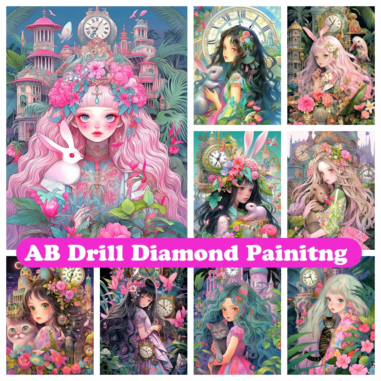 

Cartoon Girl Alice 5D DIY AB Diamond Painting Mosaic Fantasy Art Embroidery Cross Stitch Picture Home Decor Children's Gifts