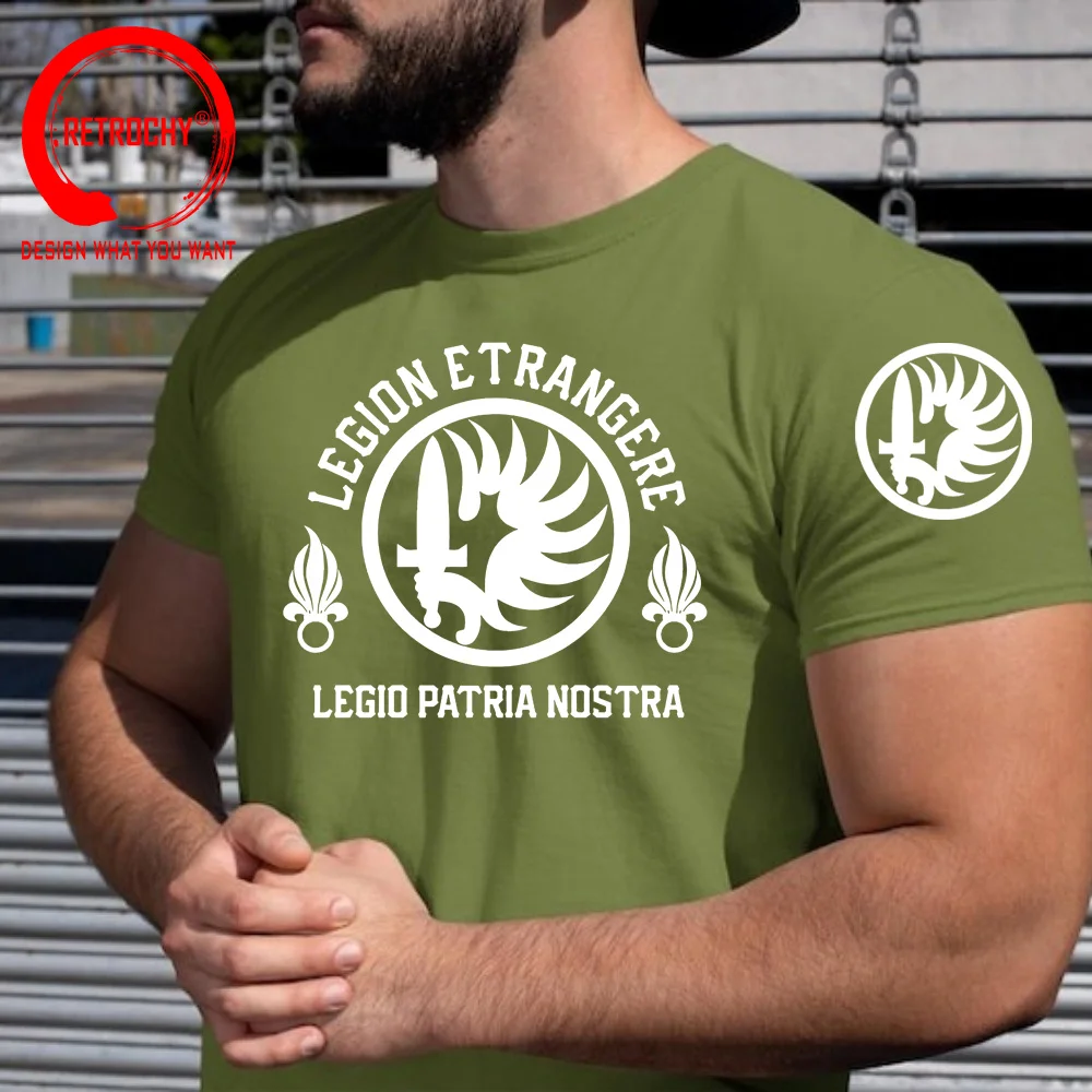 Funny Legion Etrangere T-Shirt Army Green T Shirts Men French Foreign Legion T-Shirts Legio Patria Nostra France Elite Tee Shirt