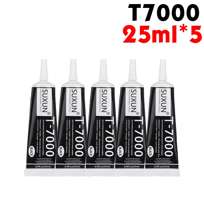 Klarer T-8000 und schwarzer T-7000-Klebstoff, 15 ml/50 ml/110 ml, Schmuckhandwerk, wasserfester, schnell trocknender Harzkleber, Handy-Bildschirm-Reparaturkleber