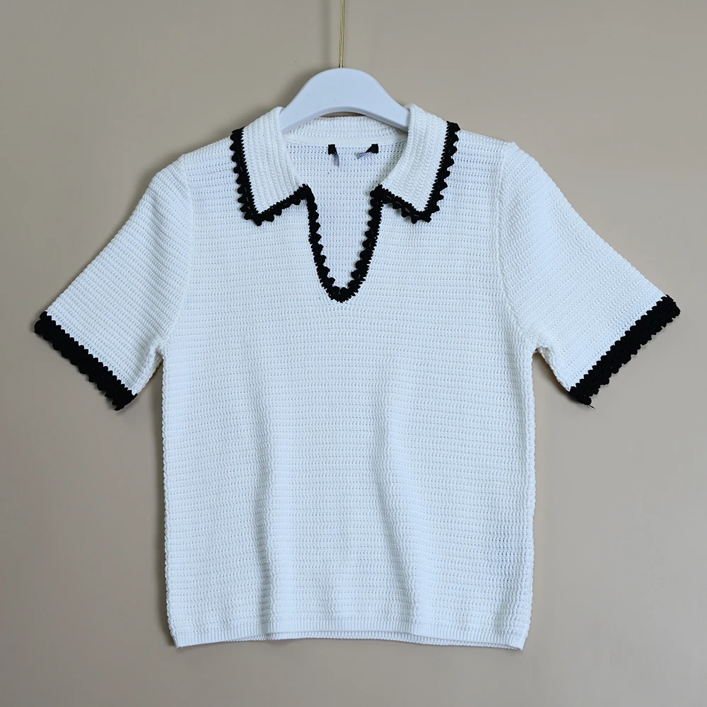 

Новый летний трикотаж с крючками из чистого хлопка Ne ort Sve Ele Lady Sle Small Fraance Faion Commute Sle ...