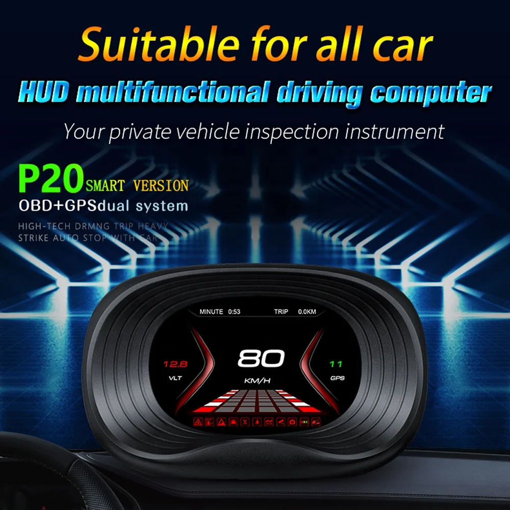 P20 Navigation OBD Smart Gauge Trip Computer universal for all cars Head Up Display Overspeed alarm display