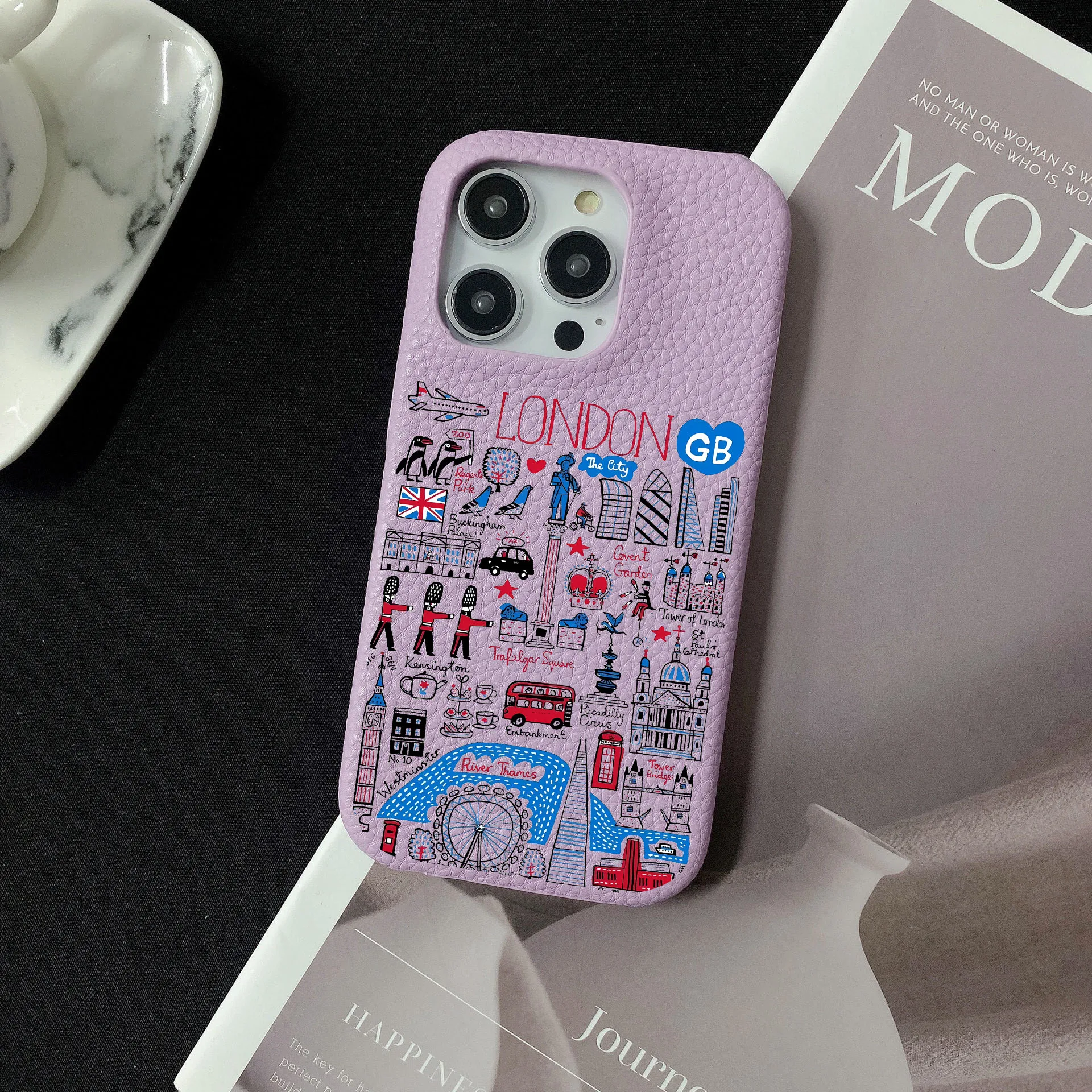 London Personalised Customized Name Leather Case For iPhone 16 15 14 13 12 11 Pro Max Initials Letters kafr saya Cover
