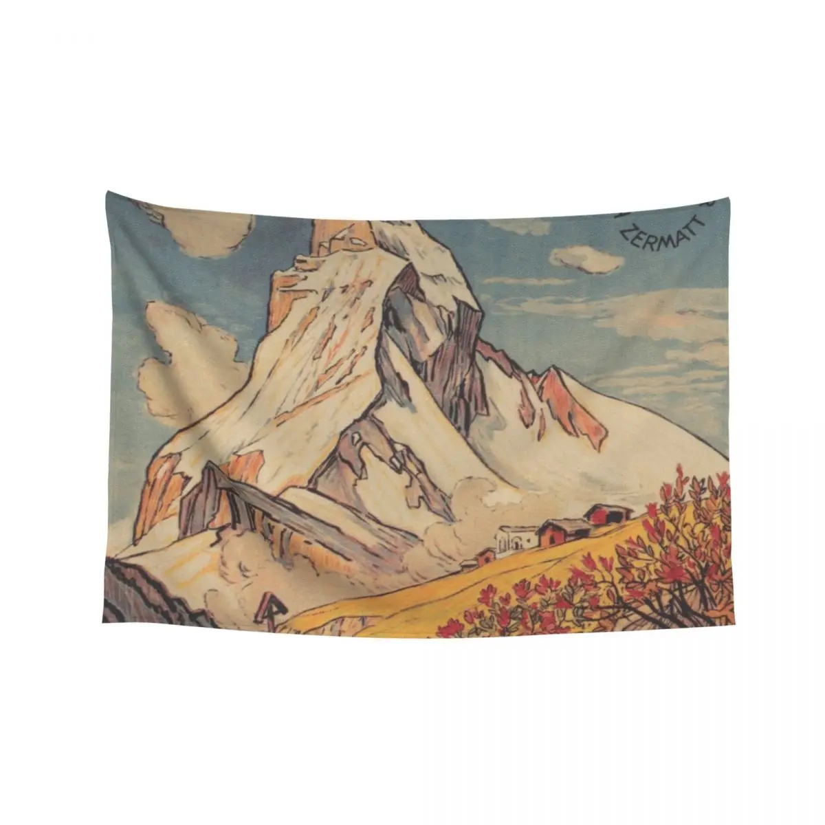 

Zermatt. Switzerland Vintage Travel Poster Tapestry Nordic Home Decor Decoration Home Bedroom Decor Aesthetic Tapestry