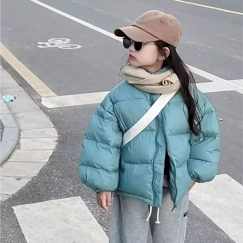 

2025 New Korean Fashion Kids Short Puffer Jacket Unisex Cotton-Padded Solid Color Coat for Toddlers Winter Outerwear
