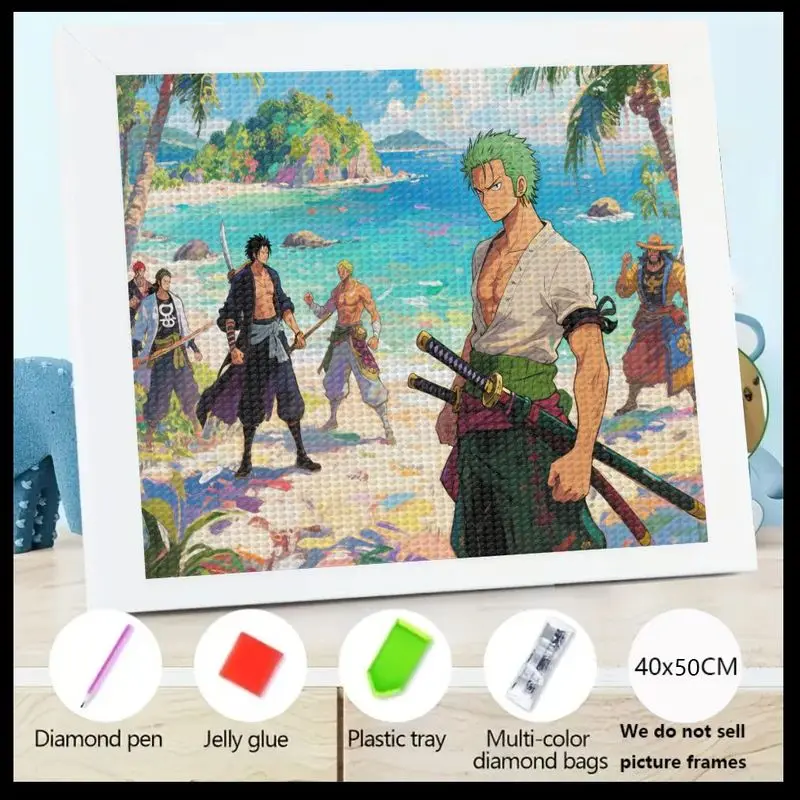 

1 шт. цельный набор для рисования Roronoa Zoro & Pirate Crew 5D, полная дрель, набор для алмазной живописи, сделай сам, аниме, манга, пляжная сцена, алмазное искусство для взрослых