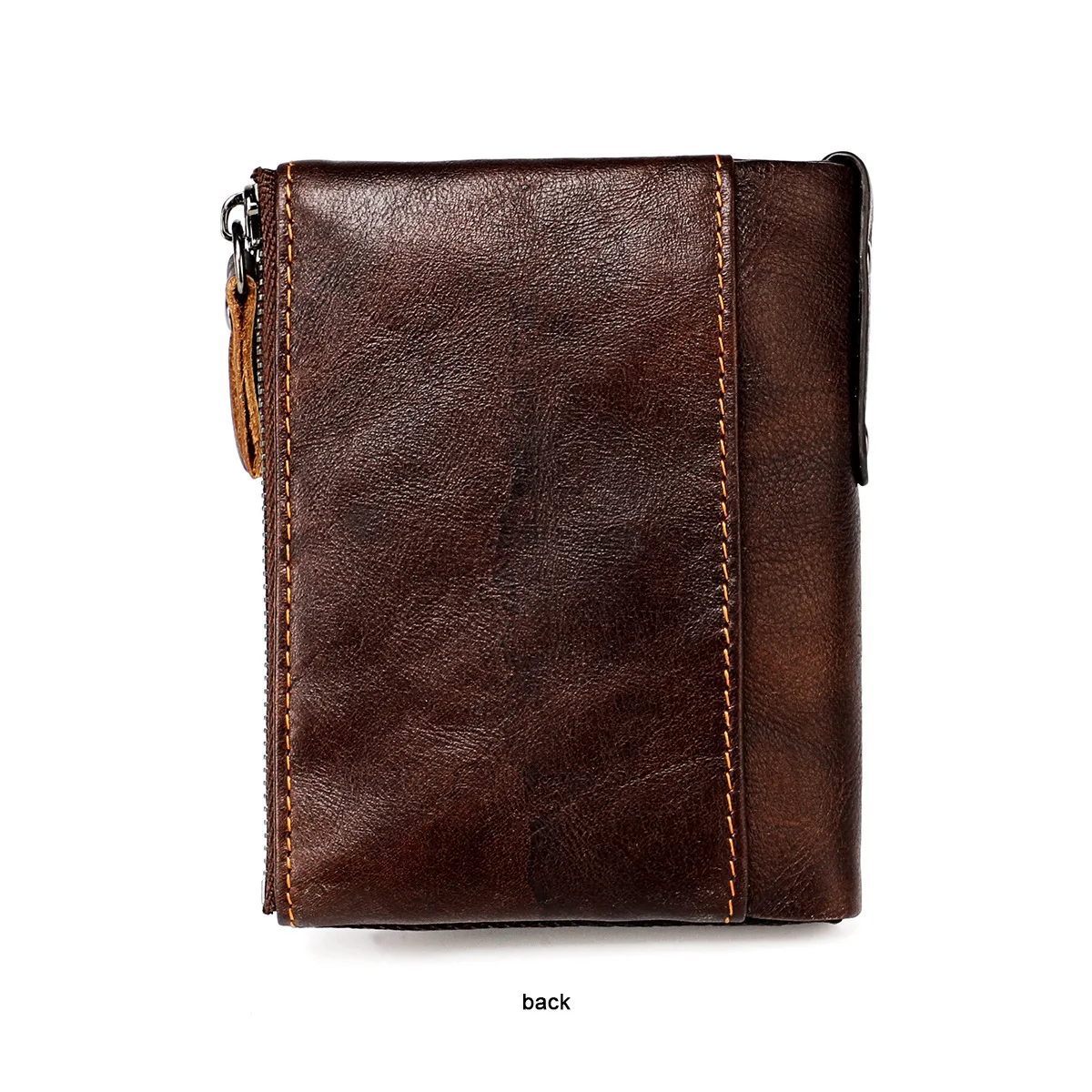 Genuine Leather Short Men RFID Wallets Name Engraving Leather Card Holder Brand Men Retro Coin Pocket Zipper Male Wallet