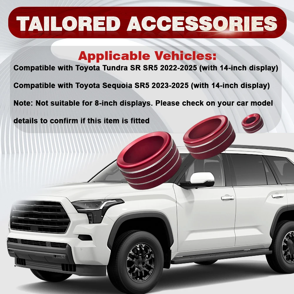 

For Toyota Tundra SR SR5 2Sequoia SR5 2023 2024 2025 3pcs Car Rearview Mirror Vol Adjustment Knob Drive Model Decoration Ring