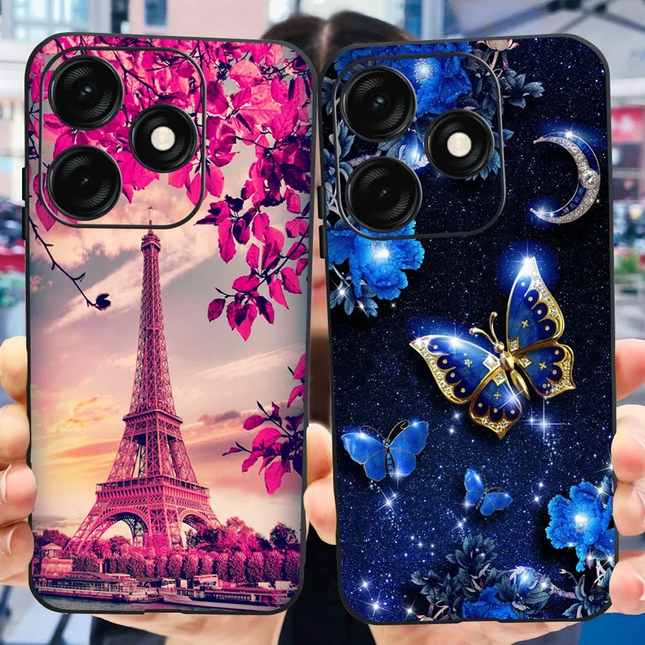 For Tecno Spark 20C Case Cute Cat Flowers Painted Cover Soft TPU Phone Case For Tecno Spark 20 Pro Spark20 C Fundas Shell Bumper