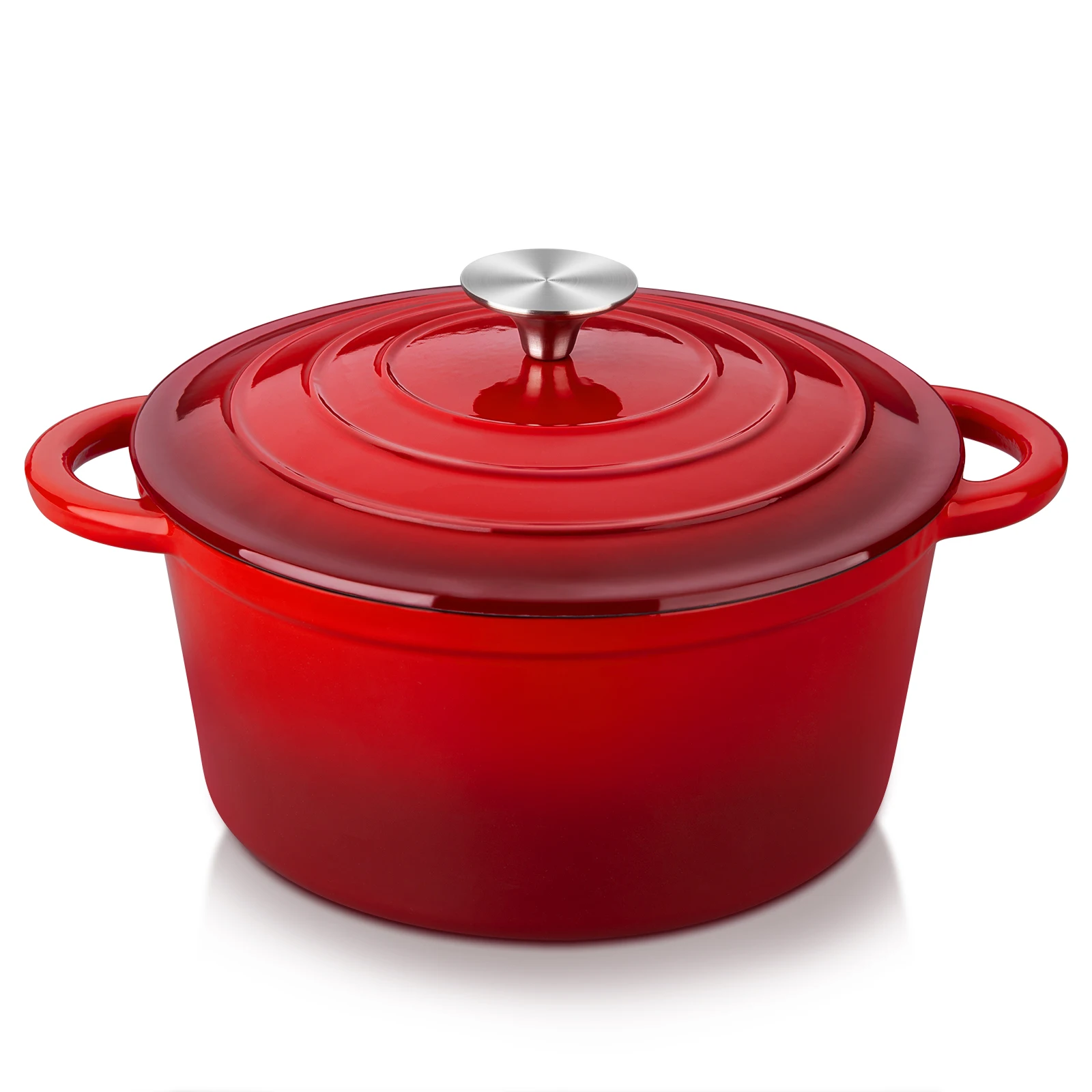 Velaze Soup Pot 2L/3.5L/4L/5L Casserole Dish Cast Iron Oval Classic Red Enamel Dutch Oven Lightweight for All Heat Source