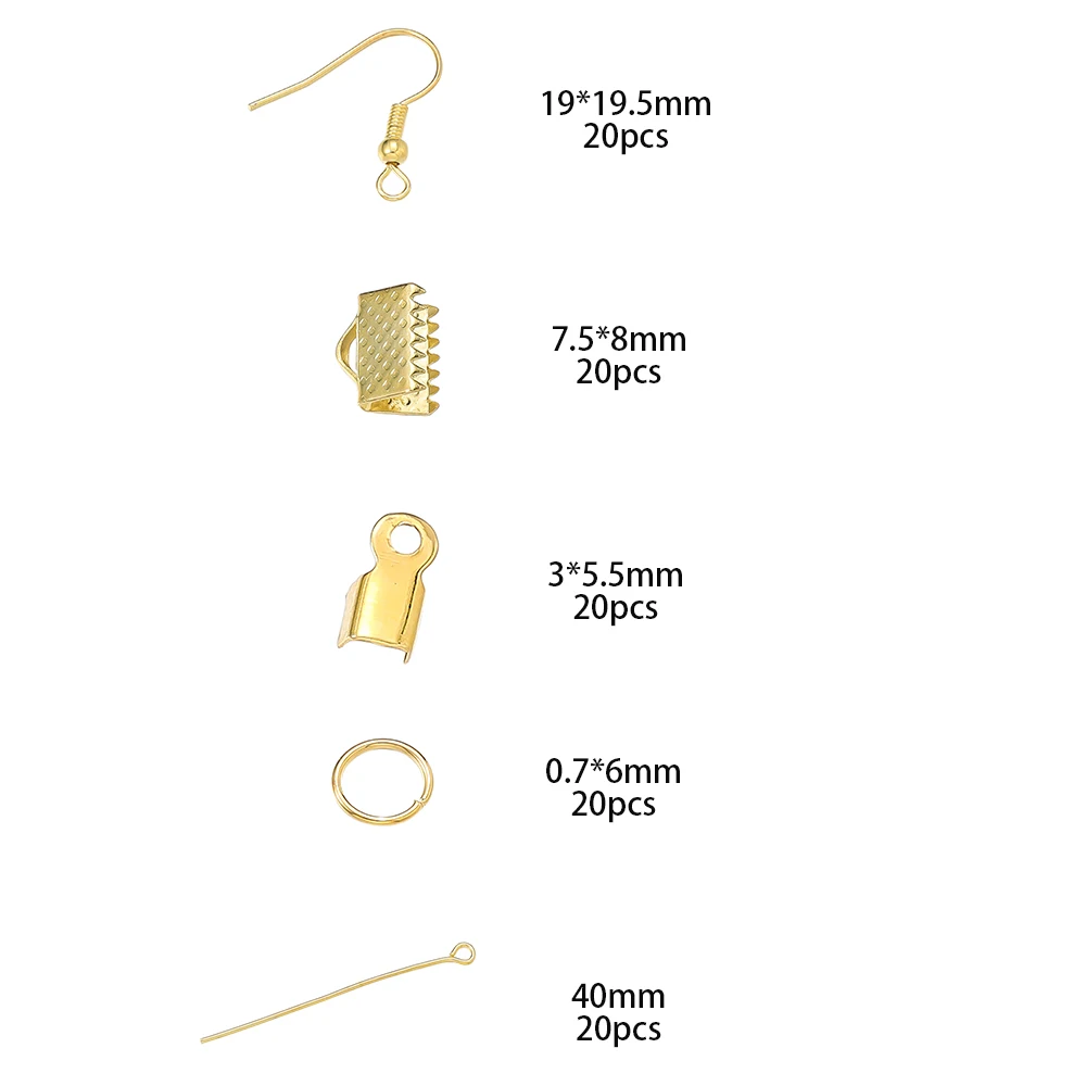 100pcs/Set 9 Pins Jump Rings Cord End Clasp Earring Hooks Crimp End Caps Connector Set for Earrings Necklace Jewelry Making image 2
