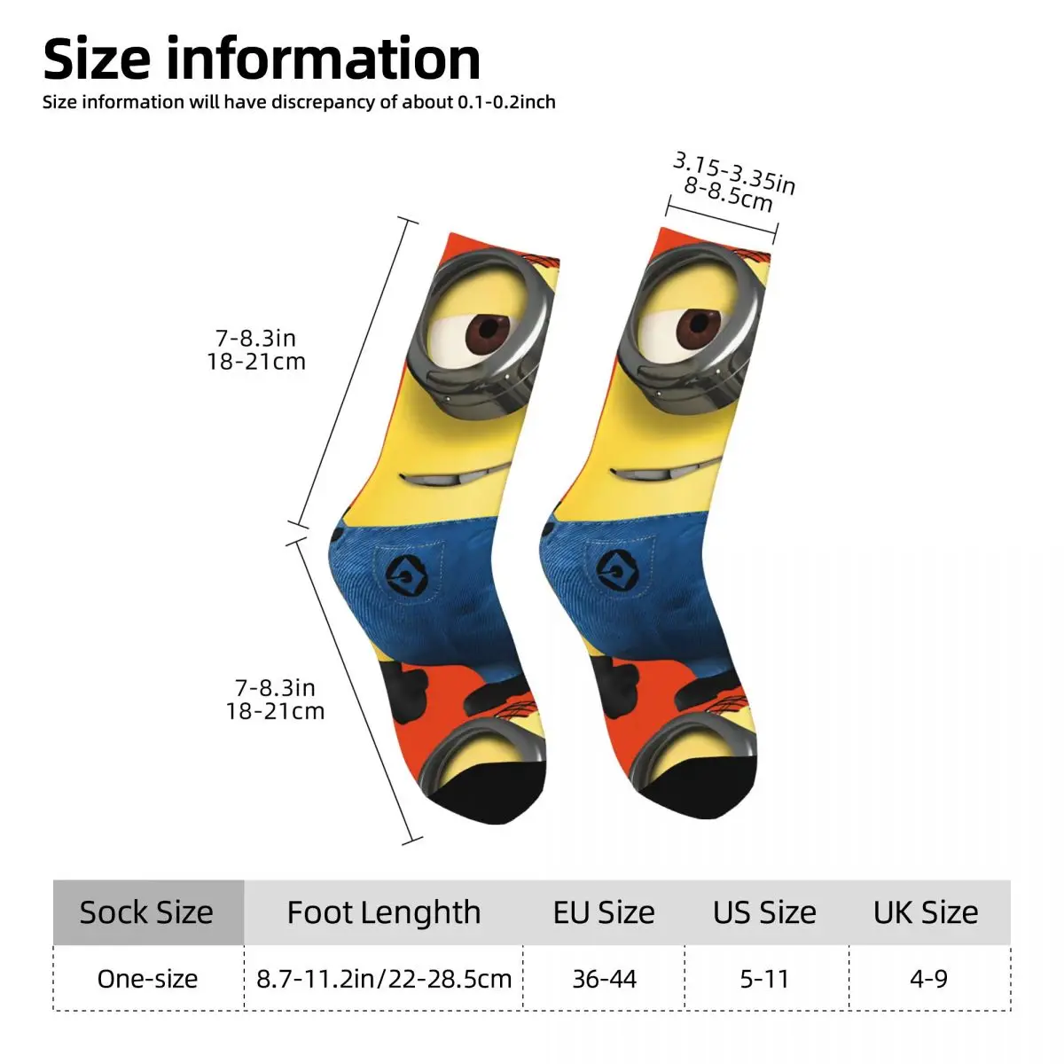 Cute Minions Men\'s Socks Retro Harajuku Despicable Me Minions Street Style Novelty Casual Crew Sock