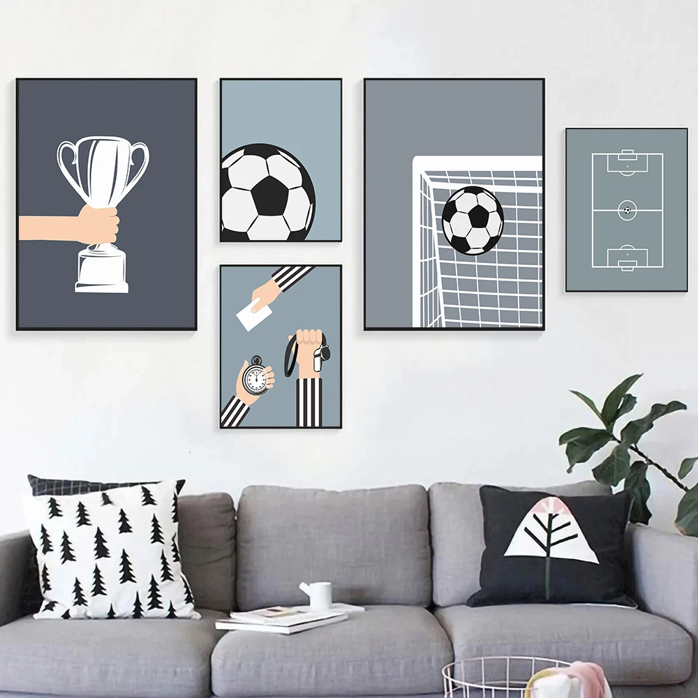 1pc Frameless Canvas Cartoon Creative Basketball Football Exercise Posters Prints Wall Art Picture Home Decor