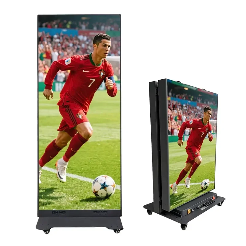for LED Signage P1.86 P2 GOB Foldable Kiosk Seamless Splicing Video Wall Portable With Wheels Support USB HDMI Phone Cable