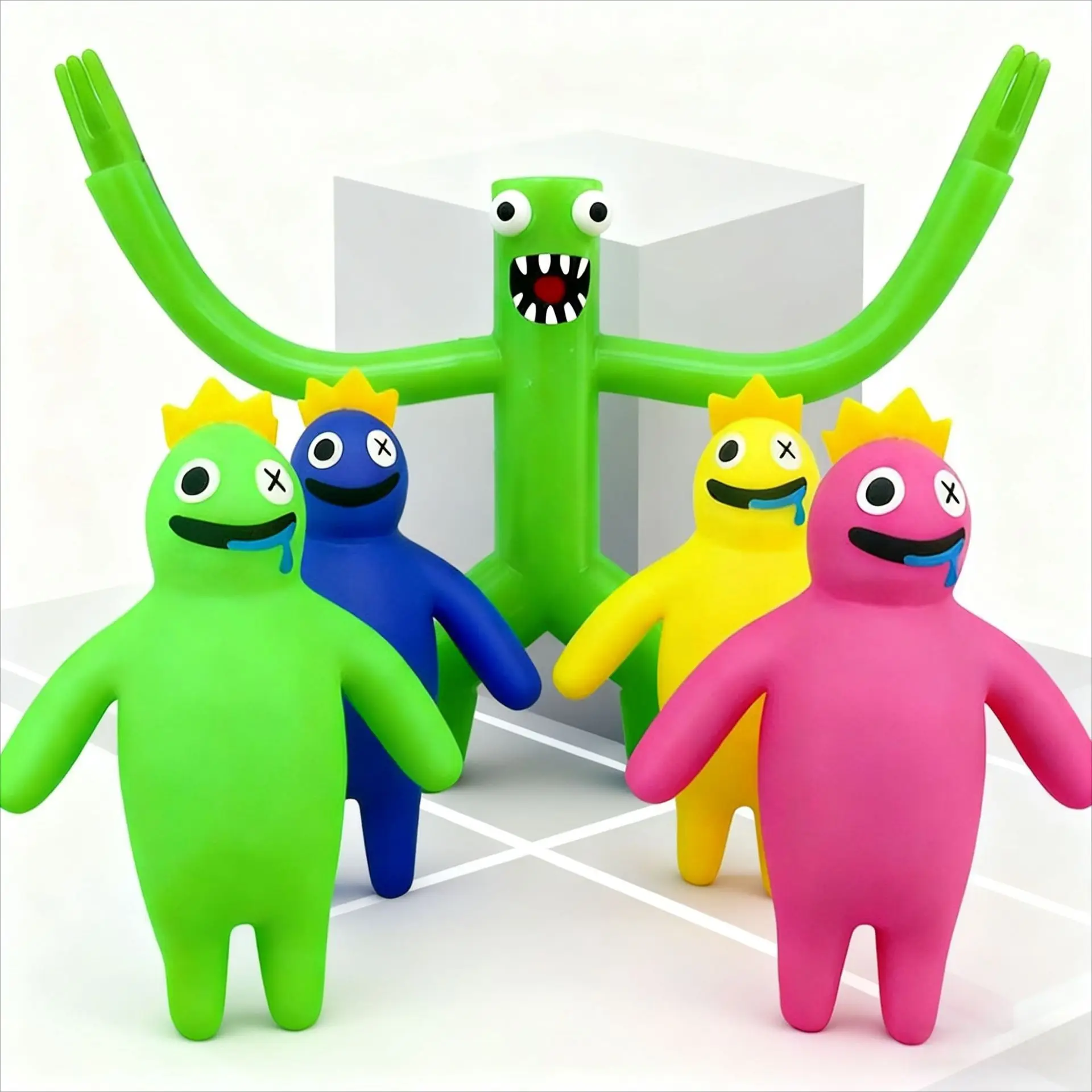 Cartoon Animals Rainbow Friends Kneading Toys - Stress Relief Cartoon Characters with Music TPR Toy for Relaxation