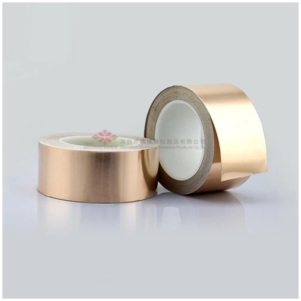 Pita Tembaga Tebal 0.08 Mm Panjang 30M Single Konduktif Perekat EMI Shielding Panas Resist untuk Gitar Listrik Strip Perekat