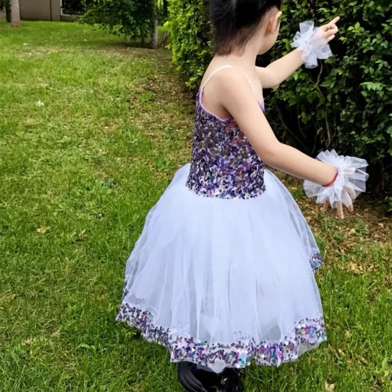 

Летнее платье-балетка для девочек, туту-платье для танцев, балетная одежда для девочек, платья с пайетками, праздничный наряд, детские платья, детские балетные купальники