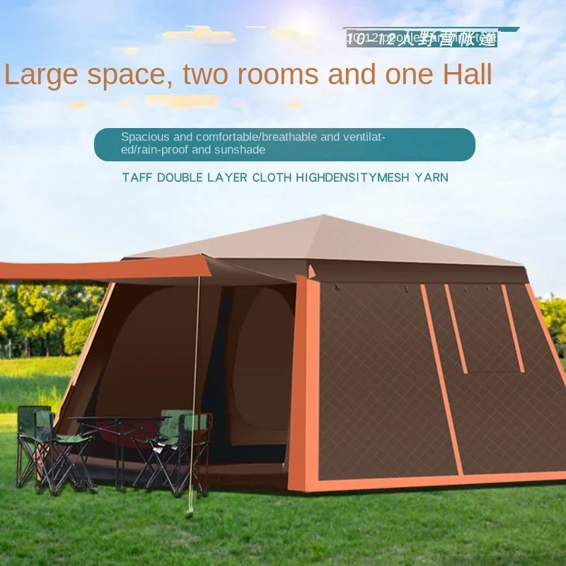 Factory direct sales tent households 3-4 people camping outside 4-6 people multi-person camping windproof, sun and rain proof