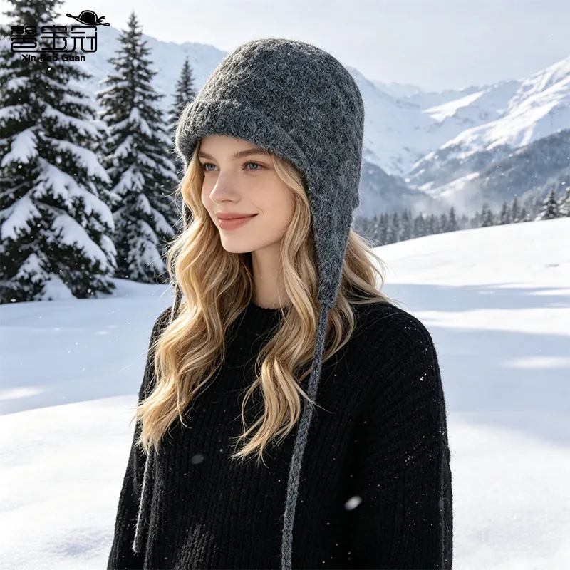 Autumn and winter wool knitted hat outdoor cold and warm wool hat version versatile fashion ear protection pullover hat children