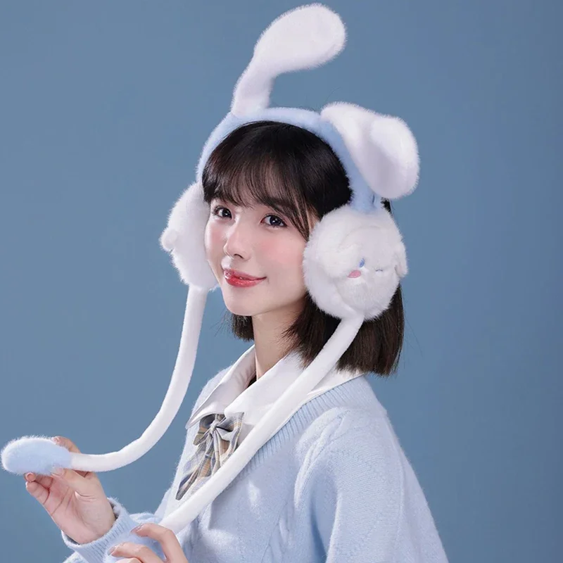 

Miniso Cinnamoroll Winter Woman Pneumatic Earmuff Teenage Girls Cartoon Moving Ear Cover Pupil Plush Earwarmer Mother-girl Gifts