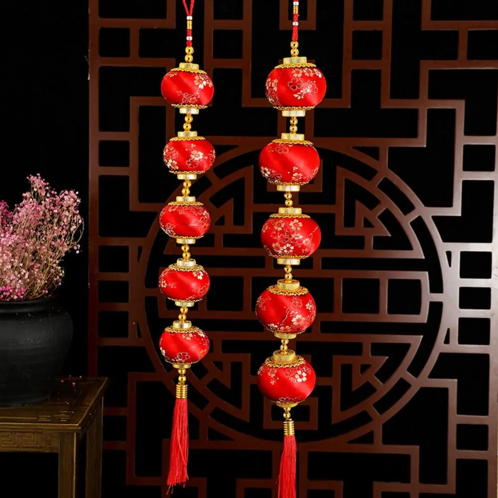 Reunindo ano novo lanterna vermelha corda estilo chinês tradicional flor de ameixa lanterna pingente bênção com borlas