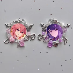 Handmade Yae Miko and Raiden bracelets with Genshin Impact character themes, paired with pendant bracelets and y2k kawaii anime
