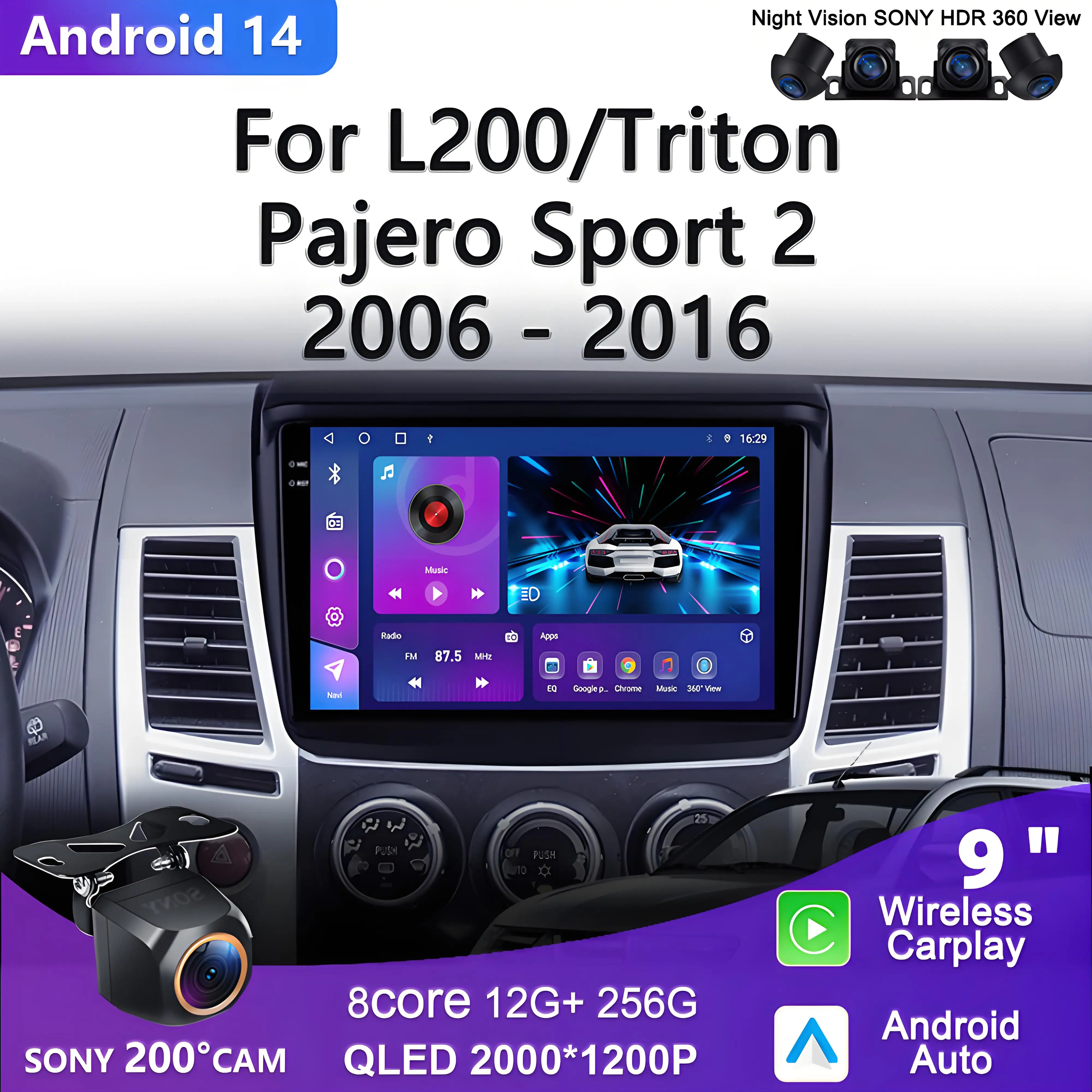 

Android For Mitsubishi Pajero Sport 2 2008-2016 L200 4 2006-2015 Triton 2006- 2014 Car Radio Multimedia Video Player Navigation