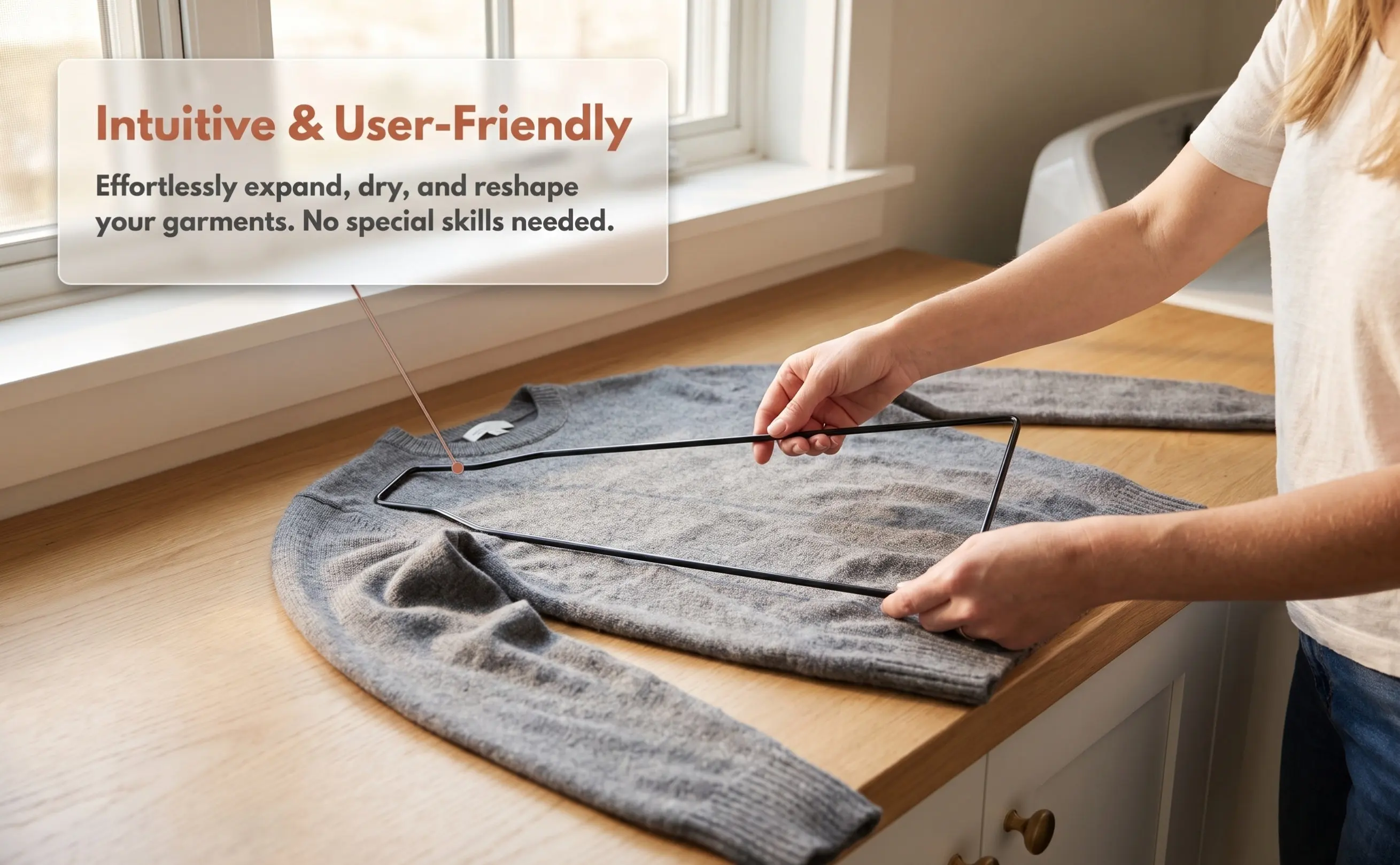 2Pcs Wool Sweater Reshaping Frame Adjustable Non Slip Sweater Stretcher Clothes Sleeve Expander Garment Care Support Rack