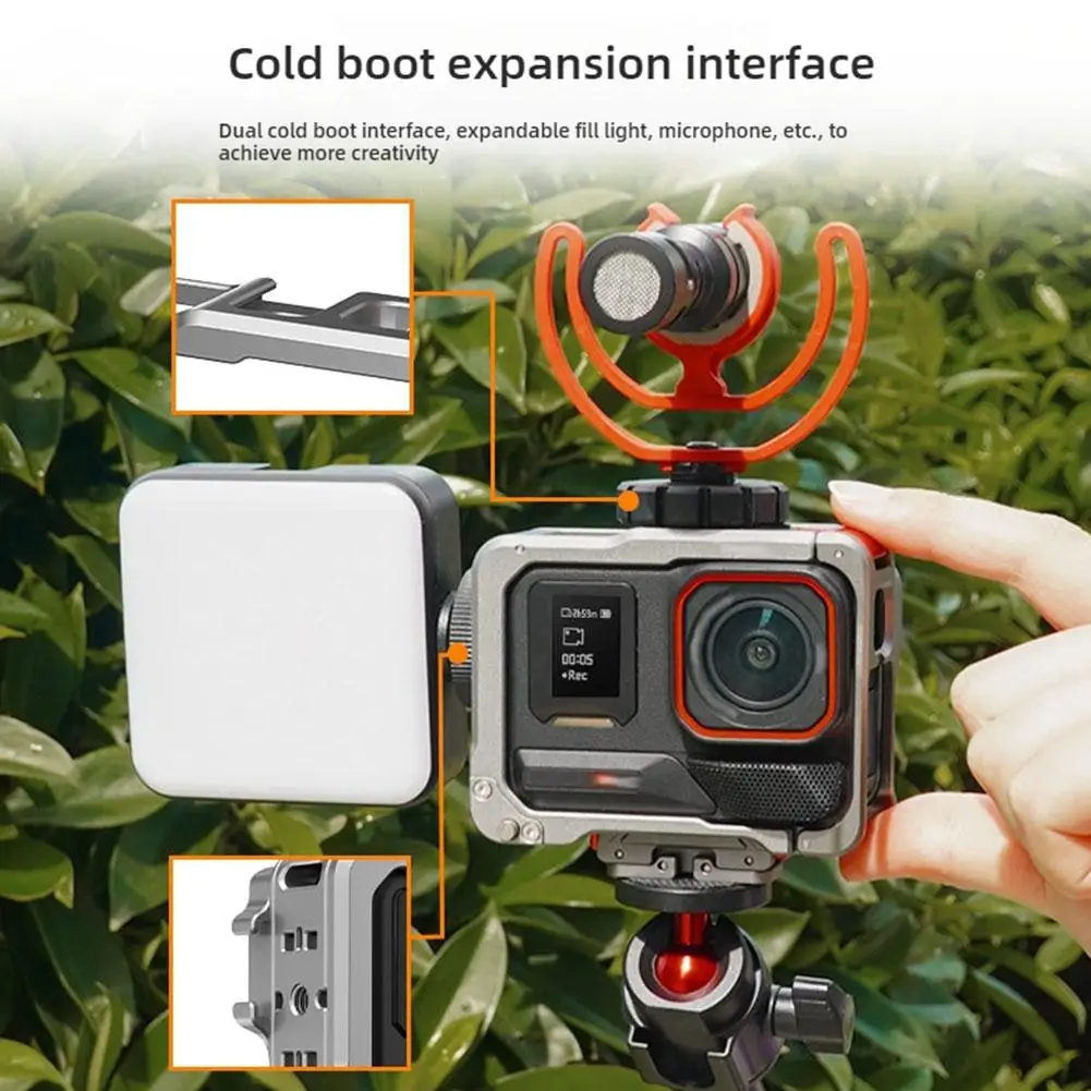 For Insta360 AcePro2 Metal Protection Frame Quick Release Cold Shoe Expansion Interface For Insta360 AcePro2 Metal Rabbit Cage