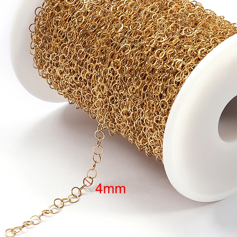 2 Meter Edelstahl-Verbindungskabel, goldene Ketten für DIY-Schmuckherstellung, Rolo-Kette, Perlen, Kette, Halskette, Armband, Fußkettchen-Komponenten – Detail 10