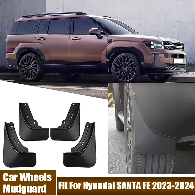 4Pcs/Set Front & Rear Car Wheels Fender Fit For Hyundai SANTA FE 2023-2024 Car Accessories Guards Wheels Mudguard With Screws