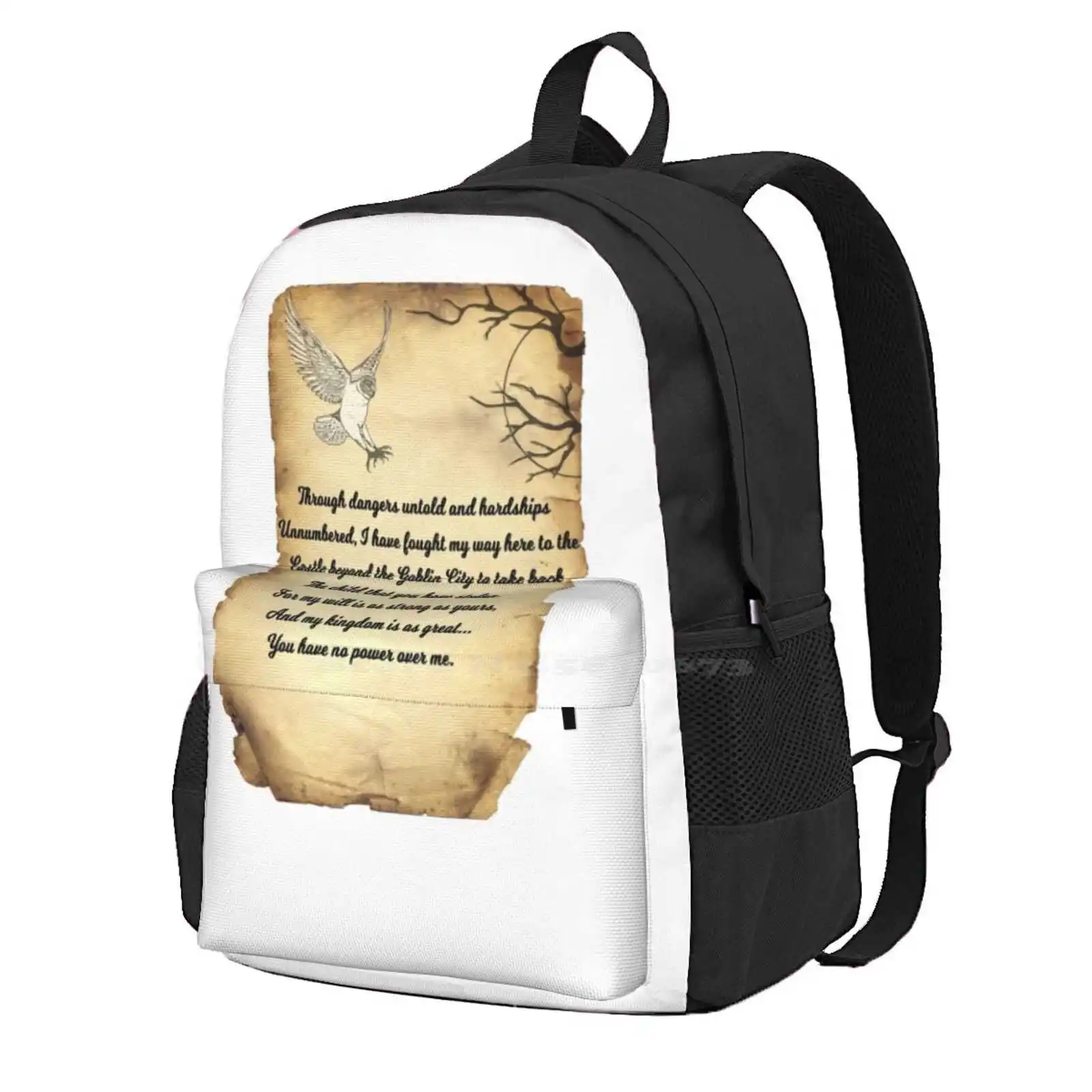 Labyrinth Poem Hot Sale Schoolbag Backpack Fashion Bags The Labyrinth Jareth Ludo Sarah Hoggle Sir Diddymus Bog Goblins Goblin