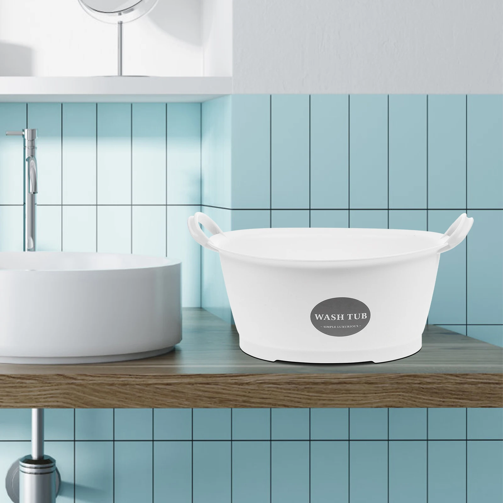 Binaurales Haushaltswaschbecken aus Kunststoff, weiß, sicher, langlebig, umweltfreundlich, rutschfestes Design, einfaches Ausgießen, Gesichtswaschen