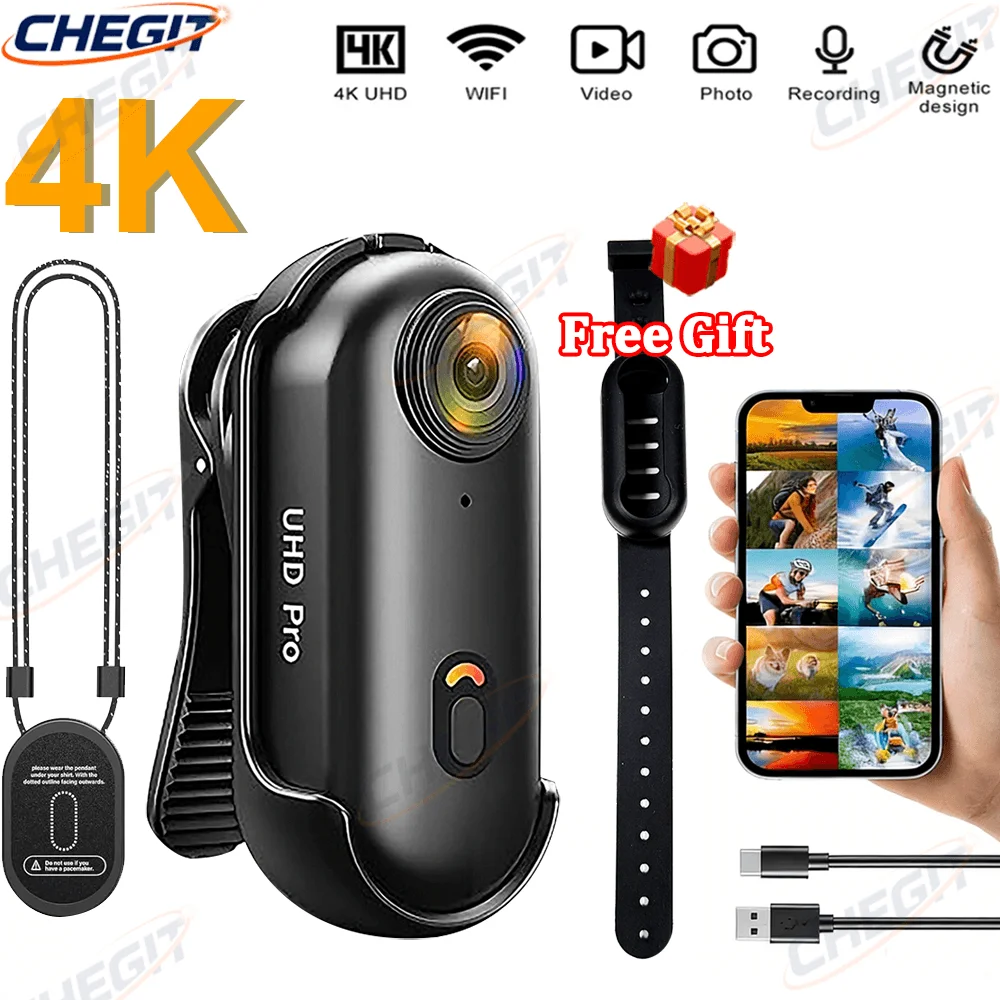 4kバイク用ミニレコーダー-指に装着可能-wifiアクションカメラ-軽量povバイク用ロードスポーツカメラ-自転車vlog-ペット用ボディカメラ