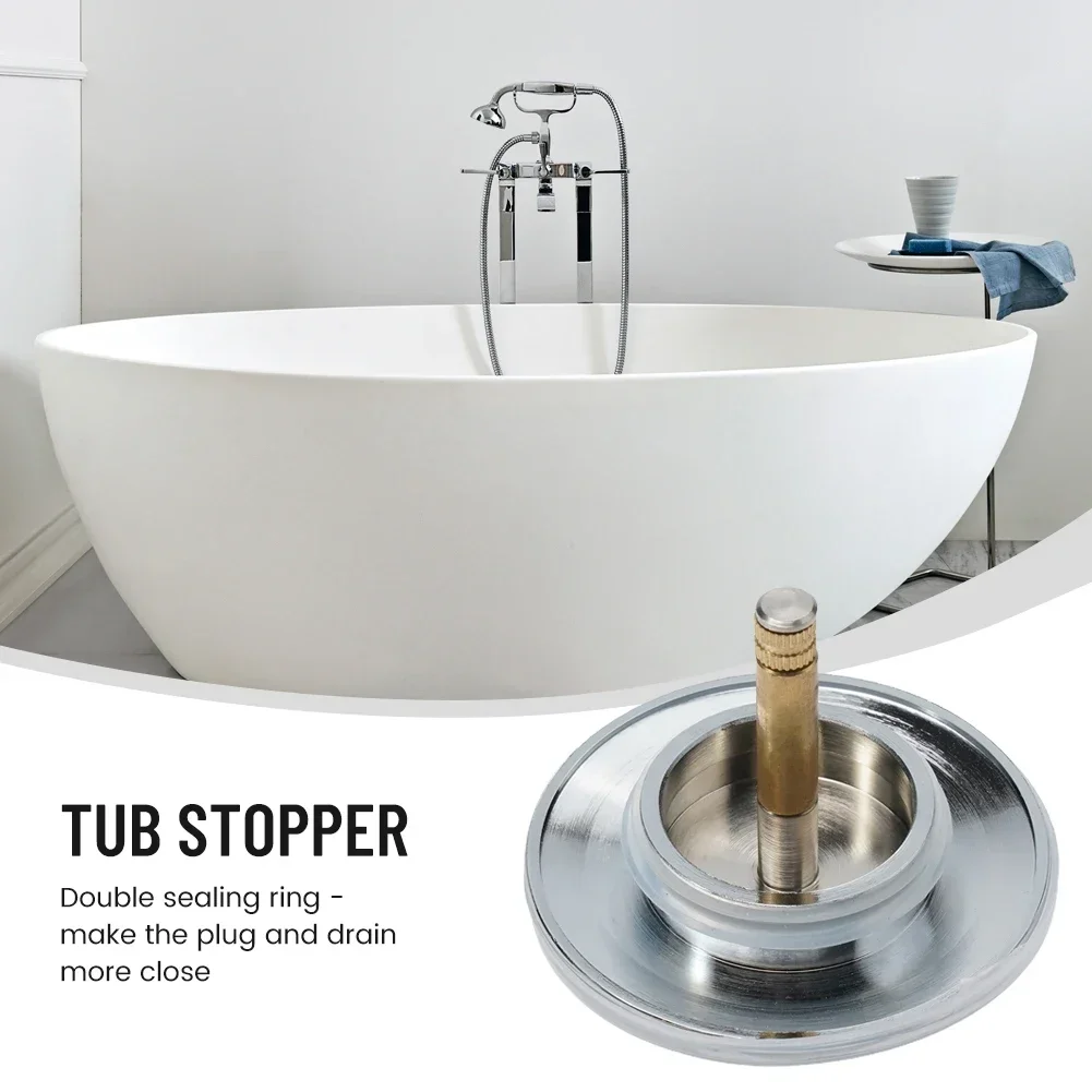 70mm Bathtub Drains Stopper Silver Basin Waste Stopper Plug Bath Replacements Pop-Up Plug For Most Sinks Bath Tubs