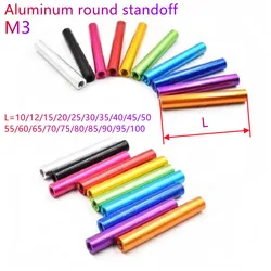 10pcs/lot M3x10/12/15/20/25/30mm to 100mm colourful aluminum round standoff spacer