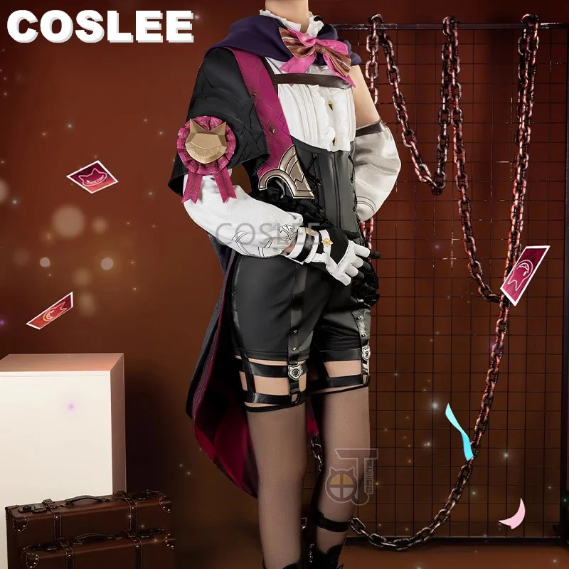 COSLEE Genshin Impact Lyney Magician Cosplay Costume Game Suit Fashion Uniform Role Play Halloween Carnival Party Outfit New2023