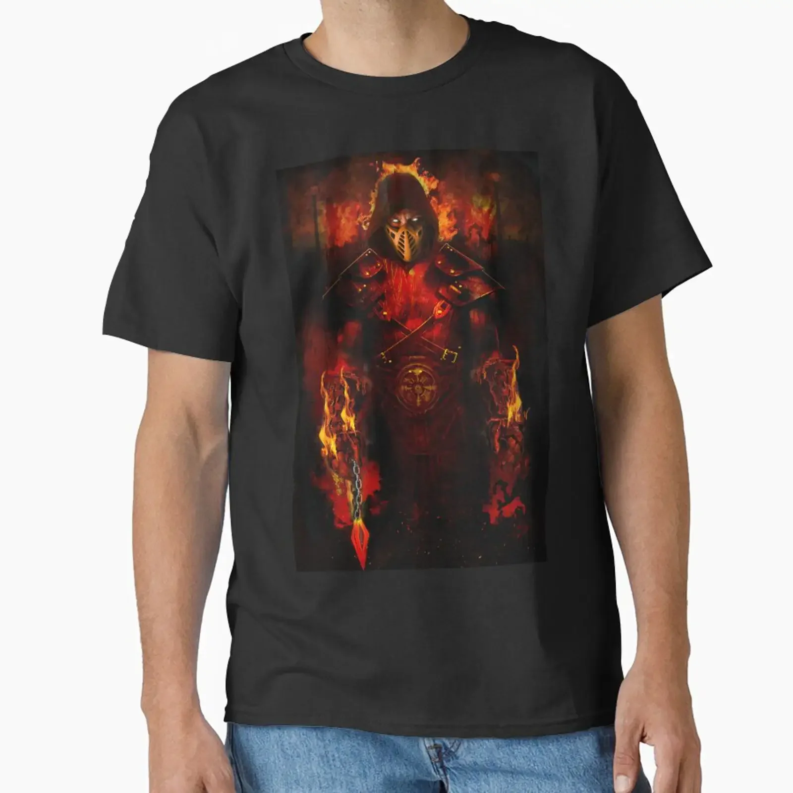 Mortal Kombat Scorpion Classic T Shirt vintage Washed streetwear Versatile Breathable Unisex Top For Everyday Wear Stylish