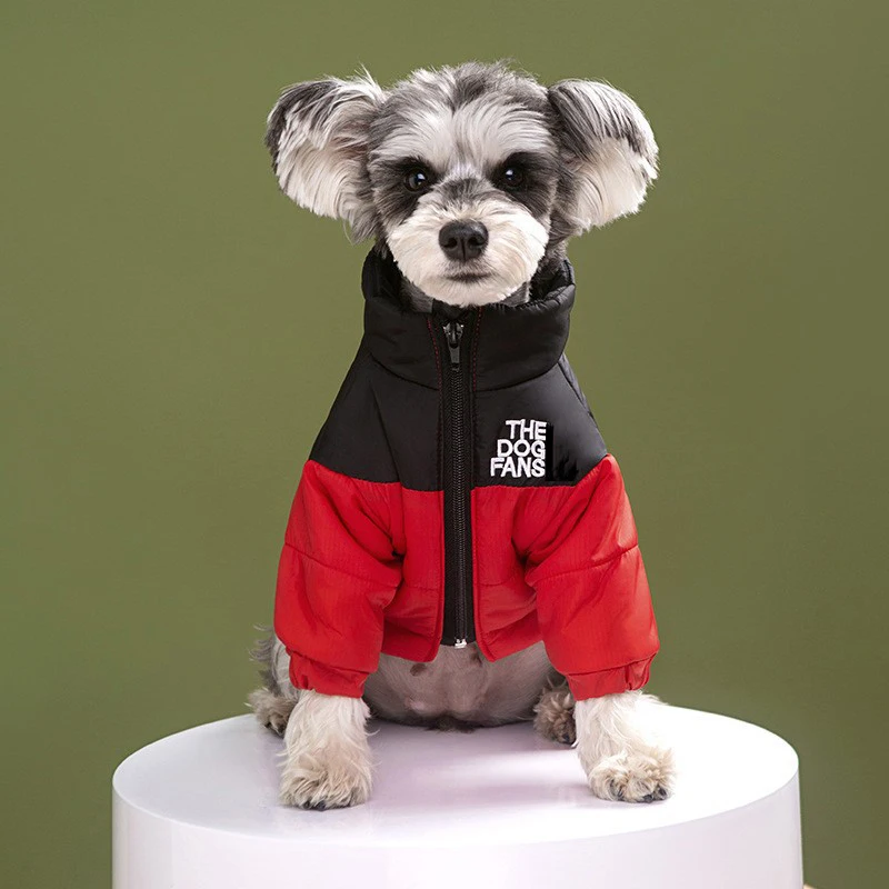 Fashion Dog Coat Clothes, Trendy Embroidered Dog Autumn and Winter Cotton Clothing, Pet Clothing, Thickened Warm Down Clothing