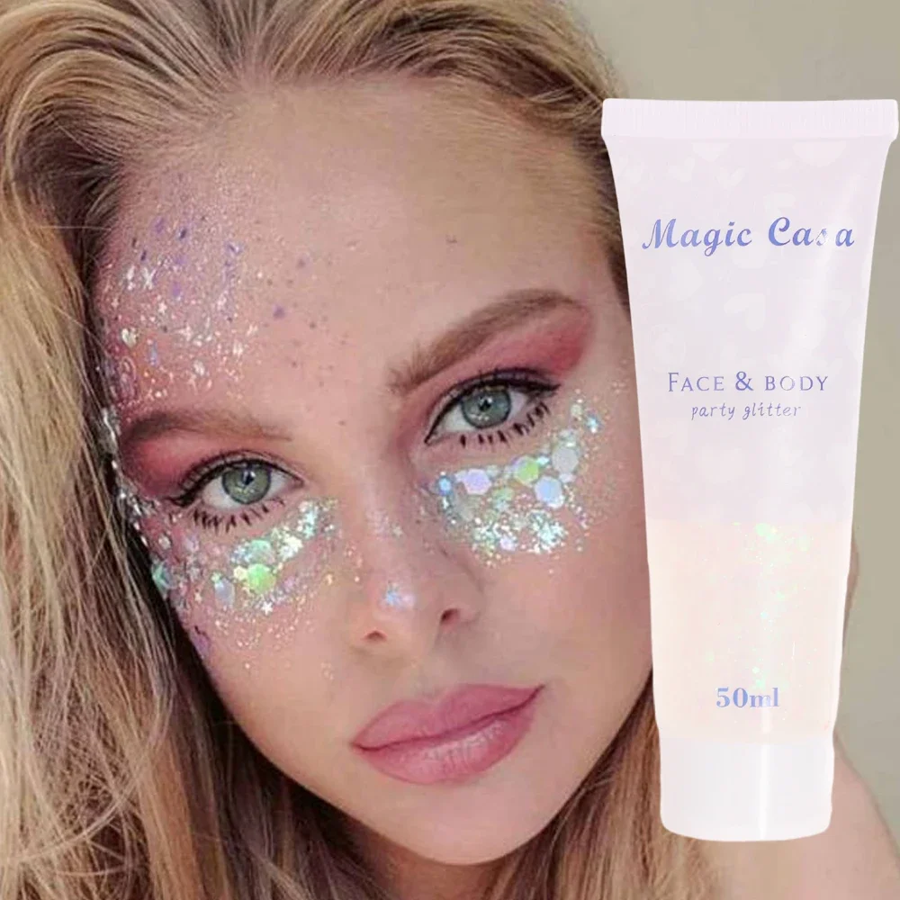 Make-Up Glitter Gel 6 Kleuren Festival Face Body Pailletten Gel Kleurrijke Crème Lip Eye Fee Poeder Oogverblindende Polariserende Podiummake-Up